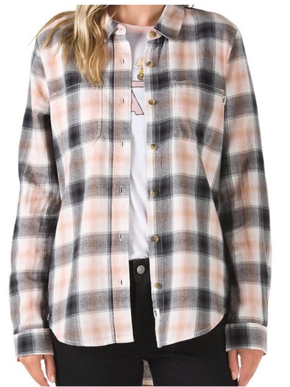 Vans Pink and Black Plaid Shirt